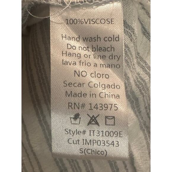 Milli Bon – Striped Raw Hem Button-Up Shirt – S - Picture 3 of 4